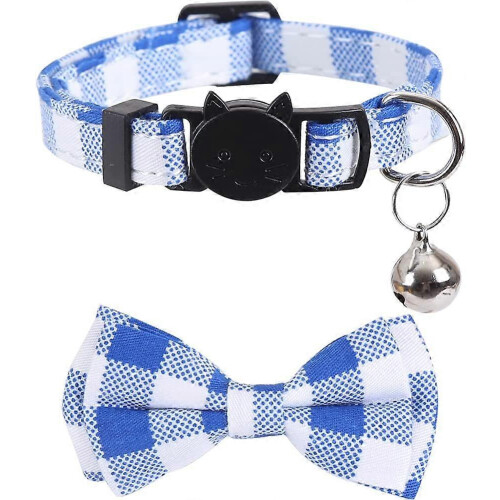 Adjustable Safety Cat Collar Set with Detachable Cute Bow Tie Bell Plaid for Kitty 2