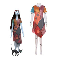 (single dress, XXXL) The Nightmare Before Christmas Sally Skellington Adult Cosplay Costume Anime Halloween Christmas Party Dress