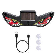 Zonne-LED driehoekig raamlicht, draadloze autodecoratielamp met duivels oog, modern en opvallend interieuraccessoire
