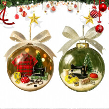 Ornements de Noël en forme de boules enneigées, décoration rétro sur le thème de la machine à coudre pour les fêtes de fin d’année