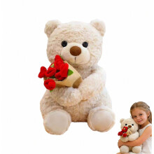 Peluches ours en fleurs avec bouquet, cadeau de la Saint-Valentin, 38 cm, décoration tendre et douce