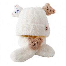 Bonnet d’hiver pour enfant en peluche avec écharpe assortie, chaud et adorable, motif dessin animé
