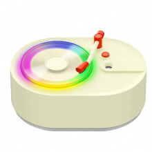 Mini humidificateur portable style tourne-disque rétro avec veilleuse à DEL, diffuseur d’arômes et de brume froide pour huiles essentielles