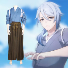 (God's full set, L) Kamisato Ayato Cosplay Costume Genshin Impact Outfit Kendo Style Game Performance Kimono Role Play Suit