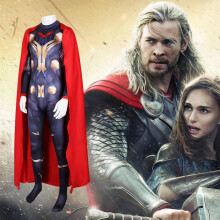 (Thor jumpsuit red cloak, M) Avengers Infinity War Thor Cosplay Costume Bodysuit, Halloween Stage Outfit for Adults, Role Play Suit Set