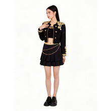(A, XXL) aespa Karina Black Mamba Stage Outfit Cosplay Jazz Dance Costume, K-pop Performance Set