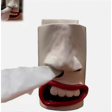 Handgefertigter Taschentuchspender mit lustigem Gesicht, origineller Taschentuchhalter für Mund und Nase, dekorativ und praktisch