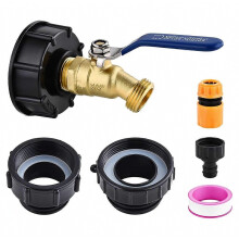 Adapterset voor IBC-tank van 1041 tot 1249 liter, 2,44 inch fijne draad, 2 inch fijne en 2 inch grove draad, 3/4 inch mannelijke NPT-inlaat x 3/4 in