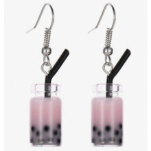 Orecchini pendenti divertenti a forma di tè nero al limone, tè con perle, tè al latte e bubble tea, per donna, stile Taiwan