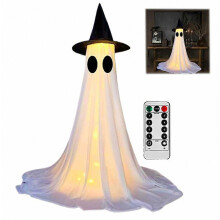 Decorazione di Halloween fantasma in piedi con luci a LED luminose e telecomando, oggetto spettrale per interni ed esterni