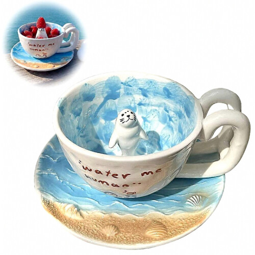 Tazza da caffè con design oceanico, accessorio da scrivania per ufficio e studenti