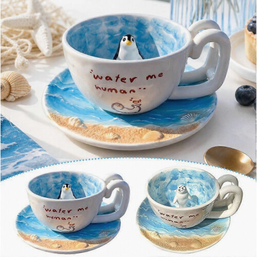 Tazza da caffè con design oceanico, accessorio da scrivania per ufficio e studenti 1