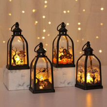 (d-003-black birdcage-pumpkin 1pcs) Retro Halloween Pumpkin Lantern Handheld Ghost Night Light Party Scene Decorations