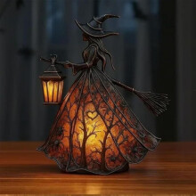 (Bat light 17.5*8*19 (button battery)) Halloween Witch Lamp Decor, Table Lamp for Spooky Atmosphere, Witch Theme Desk Light, Holiday Decoration