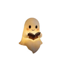 (Ghost reading book smal 1pcsl) Halloween Ghost Reading Book Statue Ornament Resin Craft Home Decor Desk Gift