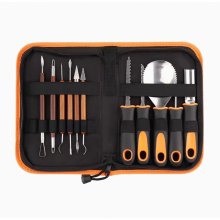 Halloween pompoen snijset voor kinderen, veilige plastic pompoen snijmes set met sjablonen en gereedschap