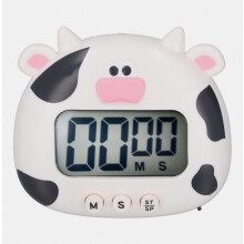 Digital Kitchen Timer, Countup and Countdown, Cartoon Animal Sound, Flash Alert, Easy Operation, Stand for Cooking and Teaching, White