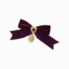 Vintage-Brosche mit Herzschleife aus Samt für elegante Outfits im französischen Stil, Modeaccessoire, Weinrot