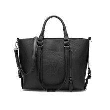 Borsa Tote in Pelle Vegana Nera, Grande Capacità, Borsa a Spalla Donna per Lavoro, Viaggio e Uso Quotidiano