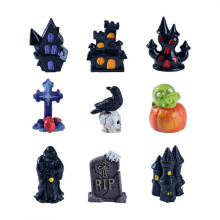(purple, 1pcs) Halloween Castle Crucifix Crow Figure DIY Decoration Hanging Accessory Miniature Landscape Ornament Gift