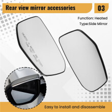 Car Heated Side Rearview Mirror Glass Lens Plastic Bracket for 2016-2020 USA Version Car Outer Side Mirrors