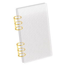 Fichário A6 de Acrílico Transparente, Fichário Econômico com 6 Argolas, Fichário de Planejamento A6 com Listras Grossas e Argola Redonda de Metal