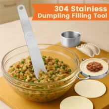 3-In1 Stainless Steel Dumpling Maker Set - DumplingPress & Empanada Mold with Dough Cutters (3", 3.4", 3.8")