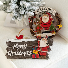 Christmas Decoration Props Wreath Holiday Decorations Welcome Doorplate Door Hanging Wall Hanging B