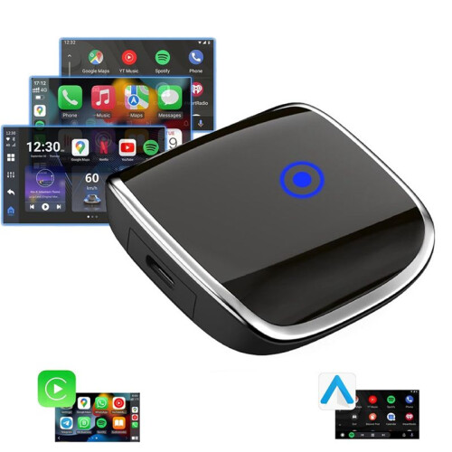 Wireless CarPlay Android Auto Adapter, Wireless 2 in 1 Dongle Convert Wired Android Auto/Carplay to Wireless 2