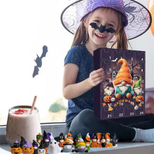 Halloween Zwerg Ornament Adventskalender Box Gnome Figuren Countdown-Kalender Zwergenpuppen Kalender Geschenkbox Geschenk A