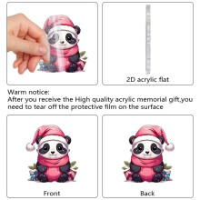 Christmas Advent Calendar with Santa Hats Christmas Tree Decorations Acrylic Xmas Tree Panda Pendant for Home Decor C