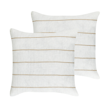 Set of 2 Decorative Cushions MILAS 50 x 50 cm Linen White Striped