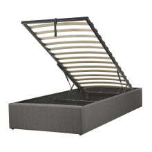 Ottoman Bed without Headboard DINAN Fabric Dark Grey 90 x 200 cm (EU Single)