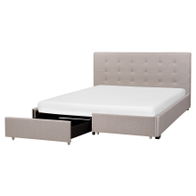 Bed with Storage Drawers LA ROCHELLE Fabric Light Grey 160 x 200 cm (EU King Size)