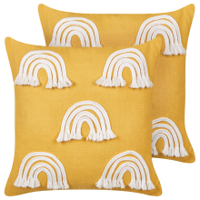 Set of 2 Decorative Cushions LEEA Cotton 45 x 45 cm Yellow
