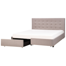 Bed with Storage Drawers LA ROCHELLE Fabric Light Grey 180 x 200 cm (EU Super King)