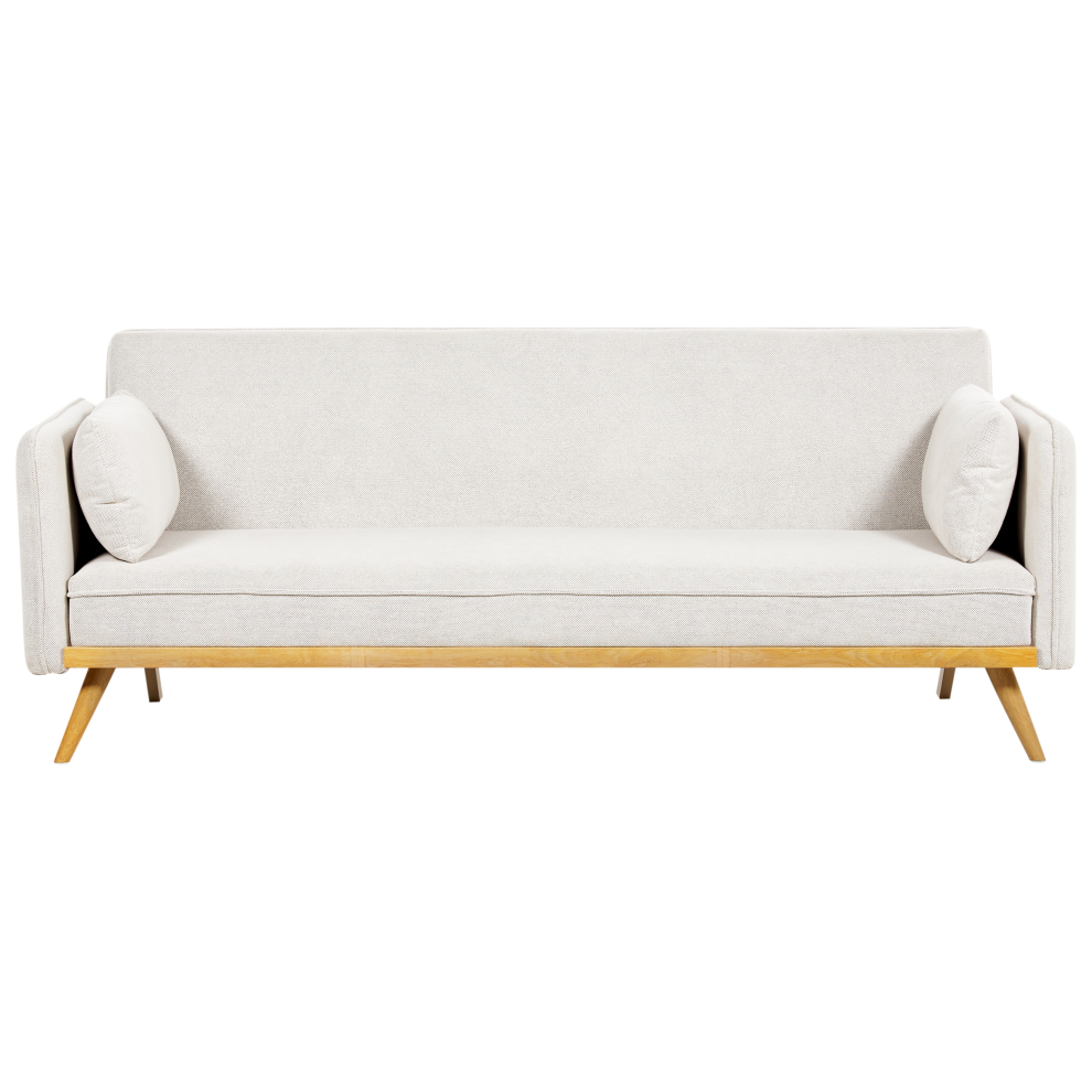 Photos - Sofa Beliani  Bed 3 Seater ASAA Fabric Off-White Grey 