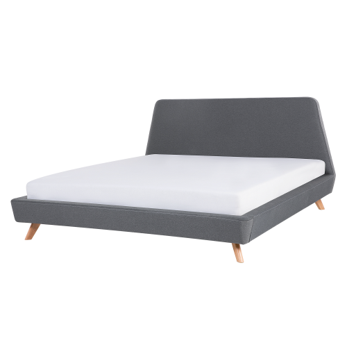 Beliani Bed Fabric VIENNE 180 x 200 cm (EU Super King) Grey