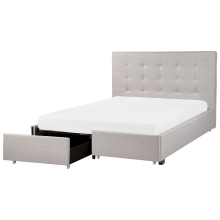 Bed with Storage Drawers LA ROCHELLE Fabric Light Grey 140 x 200 cm (EU Double)