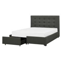 Bed with Storage Drawers LA ROCHELLE Fabric Dark Grey 140 x 200 cm (EU Double)