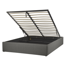 Ottoman Bed without Headboard DINAN Fabric Dark Grey 140 x 200 cm (EU Double)