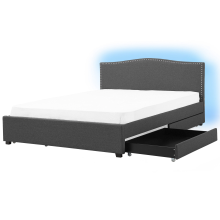 Bed with Storage Drawers MONTPELLIER Fabric Multicolour 180 x 200 cm (EU Super King) LED