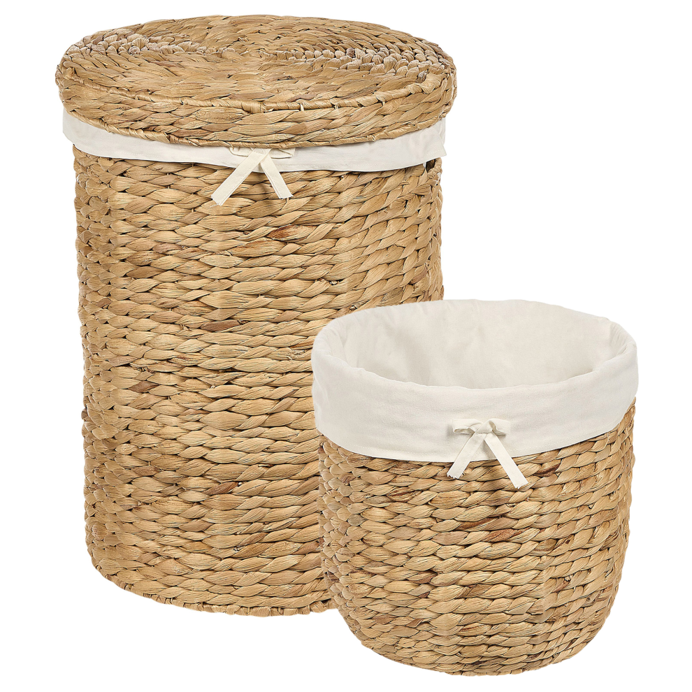 Photos - Laundry Basket / Hamper Beliani Set of 2 Baskets DANANG Wicker Natural 31/61 L 