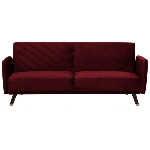 Beliani Sofa Bed 3 Seater SENJA Velvet Dark Red
