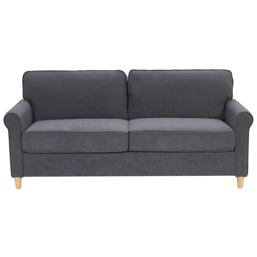 Beliani Sofa 3 Seater RONNEBY Velvet Dark Grey
