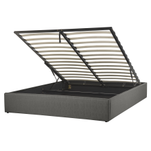 Ottoman Bed without Headboard DINAN Fabric Dark Grey 160 x 200 cm (EU King Size)