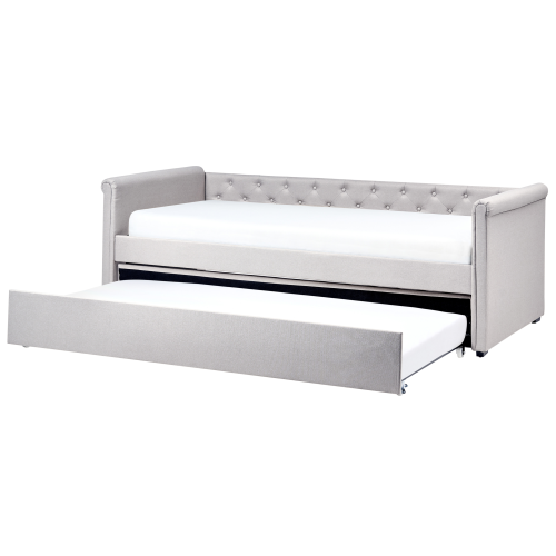 Beliani Trundle Bed Fabric LIBOURNE 90 x 200 cm (EU Single) Light Grey