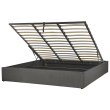 Ottoman Bed without Headboard DINAN Fabric Dark Grey 180 x 200 cm (EU Super King)