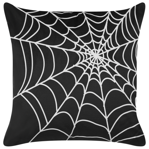 Beliani Throw Cushion LYCORIS Velvet 45 x 45 cm Black Abstract Pattern