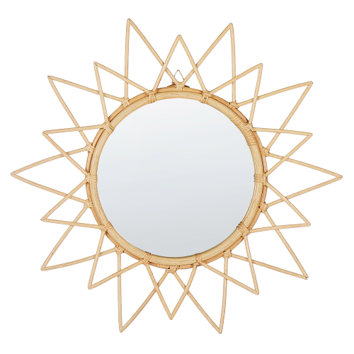 Beliani Wall Mirror AROEK 61 cm 61 cm Rattan Natural